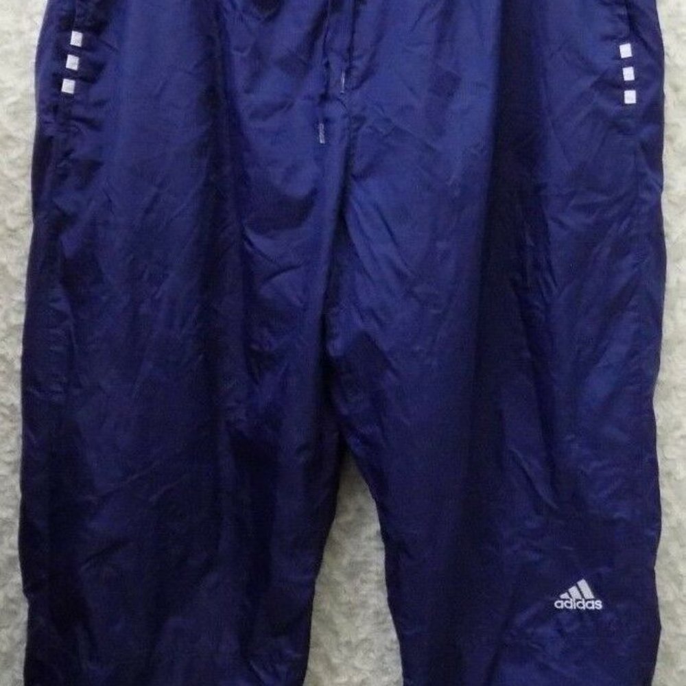 90S ADIDAS NAVY BLUE SZ XL 3 STRIPE MESH LINED